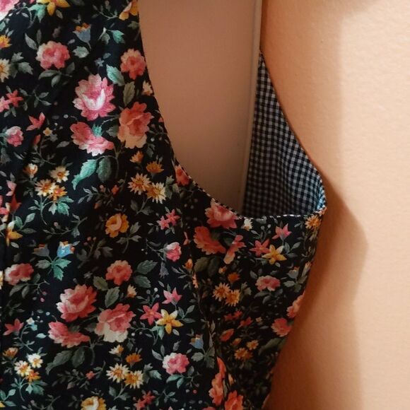 Vintage Handmade stand up collar pockets floral cottagecore prairie vest - Picture 7 of 9